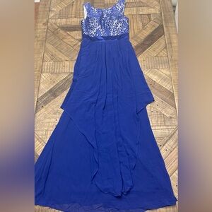 Ever-Pretty royal blue formal gown with a lace bodice